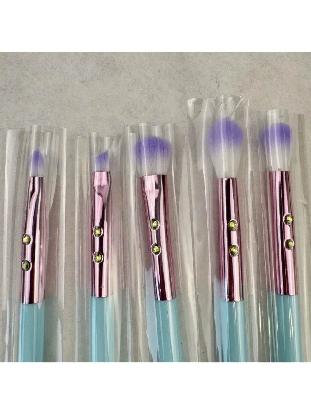 Slmissglam Eye Makeup Brush Set 5-Piece Ombre Stay Sparkly Ultra-Soft Aqua NEW